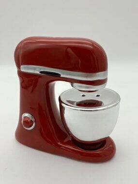 Cracker Barrel Salt & Pepper Shakers UNUSED Red Stand Mixer & Bowl Kitchen Decor